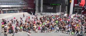 Flash mob does the Carlton dance