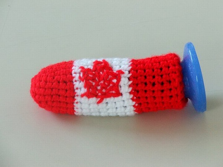 Canadian flag knitted dildo cover
