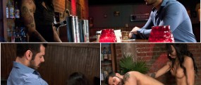 Barmaid Honey Foxxx seduces Marcus Ruhl and bangs his ass with her shemale cock
